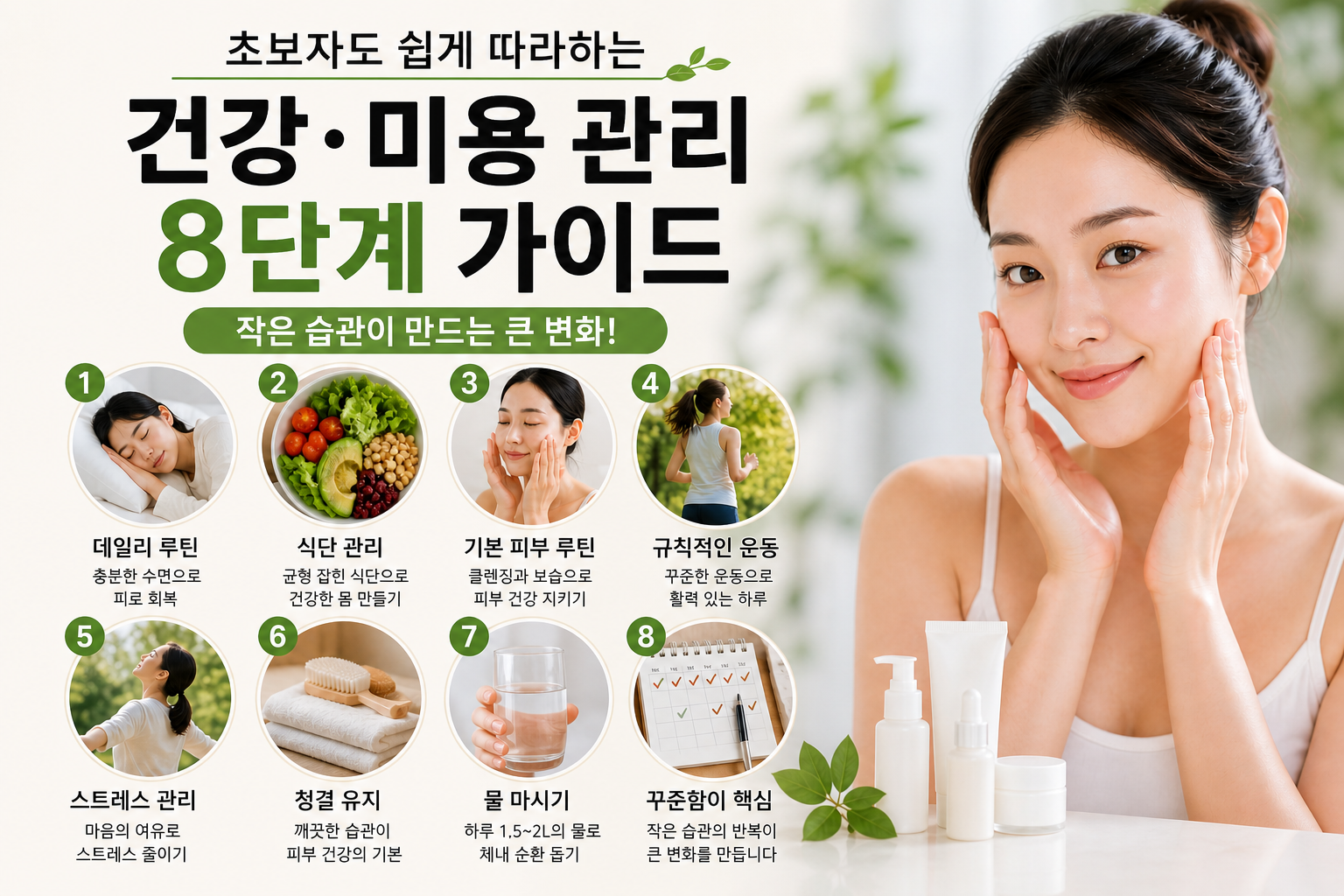 하루 한 단계, 처음 시작하는 건강 & 뷰티 관리 노하우 8단계 (초보자 필독)