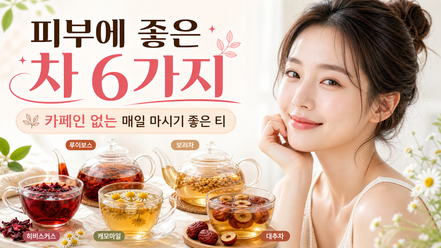피부에 좋은 차 6가지 추천｜카페인 없는 매일 마시기 좋은 티