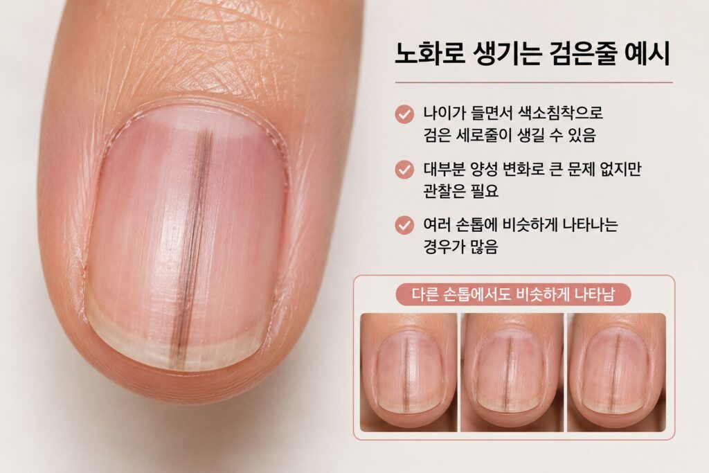 노화로 생기는 검은줄 예시